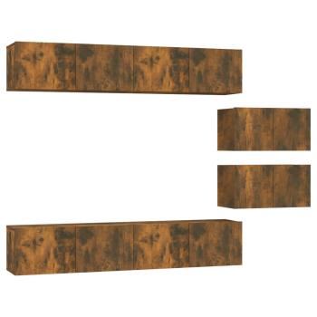 6-tlg. TV-Schrank-Set Räuchereiche Holzwerkstoff