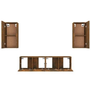 4-tlg. TV-Schrank-Set Räuchereiche Holzwerkstoff