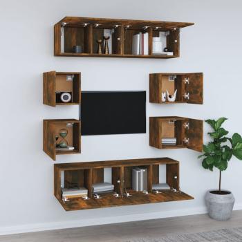 8-tlg. TV-Schrank-Set Räuchereiche Holzwerkstoff