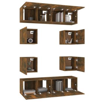 8-tlg. TV-Schrank-Set Räuchereiche Holzwerkstoff