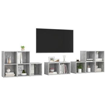 8-tlg. TV-Schrank-Set Betongrau Holzwerkstoff