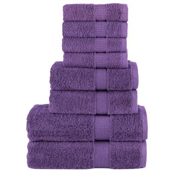 ARDEBO.de - 8 tlg. Premium-Handtuch-Set SOLUND Lila 600 g/m²