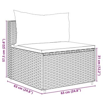 7-tlg. Garten-Lounge-Set mit Kissen Schwarz Poly Rattan