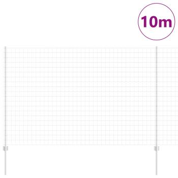 Euro-Zaun mit Pfosten 10 x 1,6 m Verzinkter Stahl Silber Netz