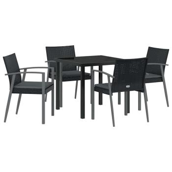 Set aus 3 Schwarz Poly-Rattan, Stahl Standardgröße Ergonomisch