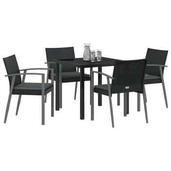 Set aus 3 Schwarz Poly-Rattan, Stahl Standardgröße Ergonomisch