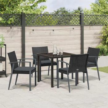 Set aus 3 Schwarz Poly-Rattan, Stahl Standardgröße Ergonomisch