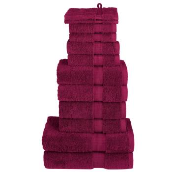ARDEBO.de - 12 tlg. Premium-Handtuch-Set SOLUND Bordeaux 600 g/m²