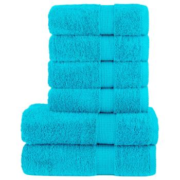 ARDEBO.de - 6 tlg. Premium-Handtuch-Set SOLUND Türkis 600 g/m²
