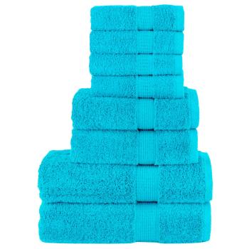 ARDEBO.de - 8 tlg. Premium-Handtuch-Set SOLUND Türkis 600 g/m²