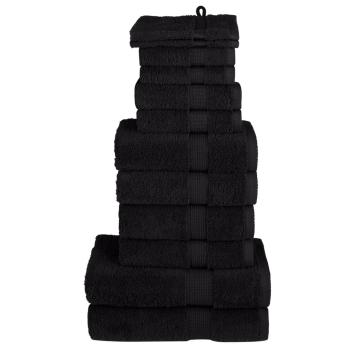 ARDEBO.de - 12 tlg. Premium-Handtuch-Set SOLUND Schwarz 600 g/m²