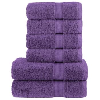 ARDEBO.de - 6 tlg. Premium-Handtuch-Set SOLUND Lila 600 g/m²