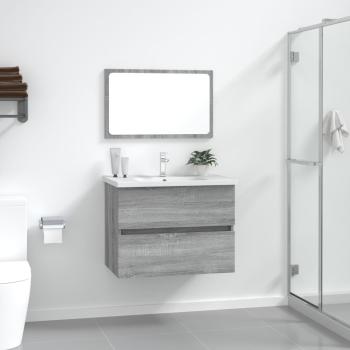 ARDEBO.de - 2-tlg. Badmöbel-Set Grau Sonoma Holzwerkstoff