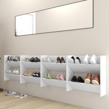 Wand-Schuhschränke 4 Stk. Weiß 60x18x60 cm Holzwerkstoff