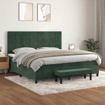 ARDEBO.de - Boxspringbett mit Matratze Dunkelgrün 200x200 cm Samt