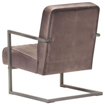 Freischwinger Sessel Distressed Braun Echtleder