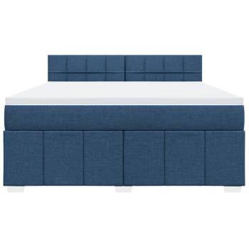 Boxspringbett mit Matratze Blau 180x200 cm Stoff
