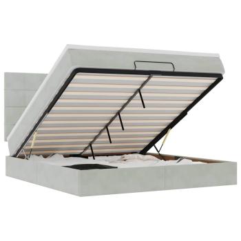 Ottoman-Bett mit Matratzen & LEDs Hellgrau 160x200 cm Samt