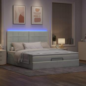 Ottoman-Bett mit Matratzen & LEDs Hellgrau 160x200 cm Samt