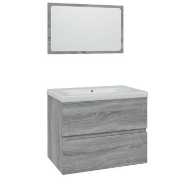 Badmöbel-Set Grau Sonoma Holzwerkstoff
