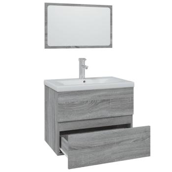 Badmöbel-Set Grau Sonoma Holzwerkstoff