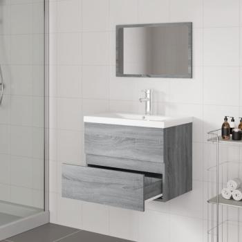 Badmöbel-Set Grau Sonoma Holzwerkstoff