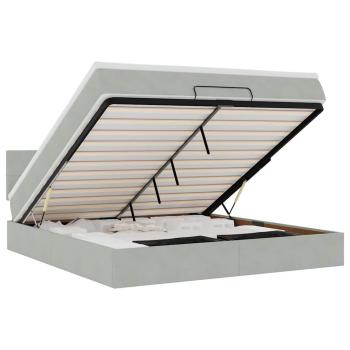 Ottoman-Bett mit Matratze & LEDs Hellgrau 160x200 cm Samt