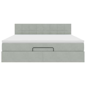 Ottoman-Bett mit Matratze & LEDs Hellgrau 160x200 cm Samt