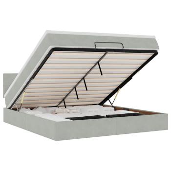 Ottoman-Bett mit Matratze Hellgrau 160x200 cm Samt