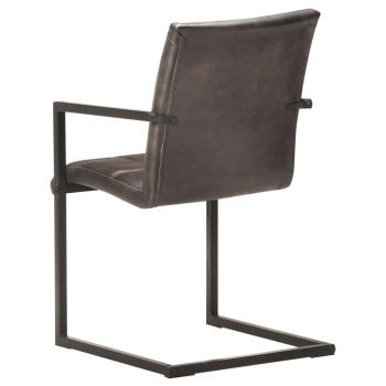 Freischwinger 2 Stk. Grau Echtleder