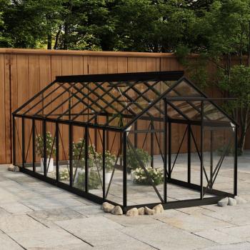 ARDEBO.de - Glas Gewächshaus Anthrazit 155x395,5x191 cm Aluminium