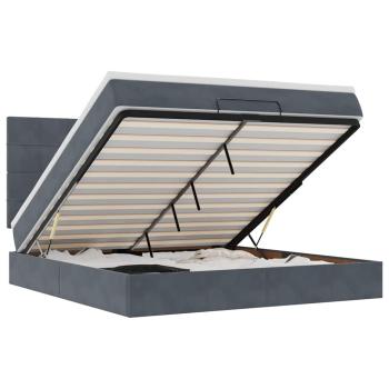Ottoman-Bett mit Matratzen & LEDs Dunkelgrau 160x200 cm Samt