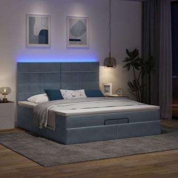 Ottoman-Bett mit Matratzen & LEDs Dunkelgrau 160x200 cm Samt
