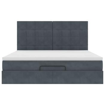 Ottoman-Bett mit Matratzen & LEDs Dunkelgrau 160x200 cm Samt