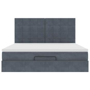 Ottoman-Bett mit Matratzen Dunkelgrau 160x200 cm Samt