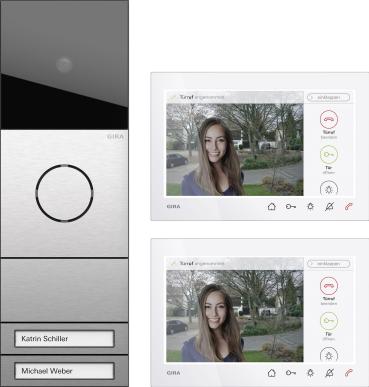 ARDEBO.de Gira 2432920 Zweifamilienhaus-Paket Wohnungsstation, Video AP 7, System 106, Edelstahl