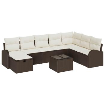 ARDEBO.de - 9-teilige Garten-Sofa-Garnitur mit Kissen Braun Poly-Rattan
