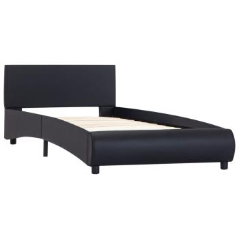Bettgestell mit LED Schwarz Kunstleder 100x200 cm