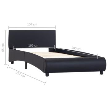 Bettgestell mit LED Schwarz Kunstleder 100x200 cm