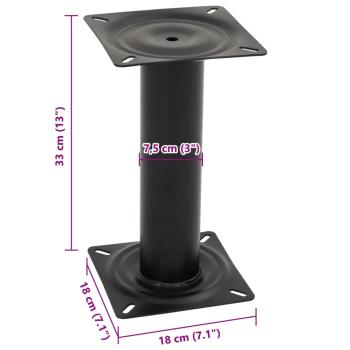 Stuhlfuß für Bootssitz Schwarz 33 cm Stahl