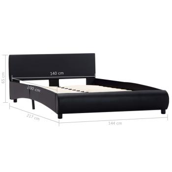 Bettgestell mit LED Schwarz Kunstleder 140×200 cm