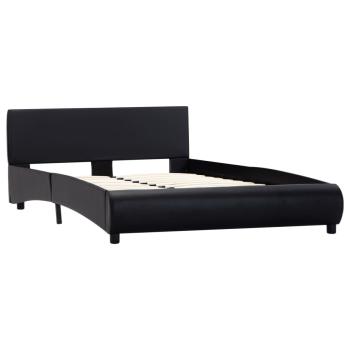 Bettgestell mit LED Schwarz Kunstleder 140×200 cm
