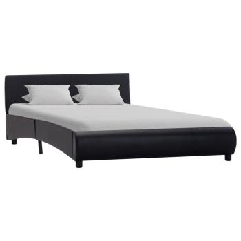 Bettgestell mit LED Schwarz Kunstleder 140×200 cm