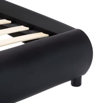 Bettgestell mit LED Schwarz Kunstleder 140×200 cm