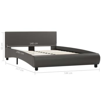 Bettgestell mit LED Grau Kunstleder 140x200 cm