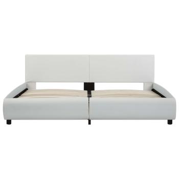Bettgestell mit LED Weiß Kunstleder 180×200 cm