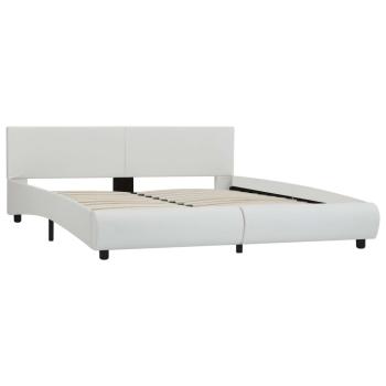 Bettgestell mit LED Weiß Kunstleder 180×200 cm