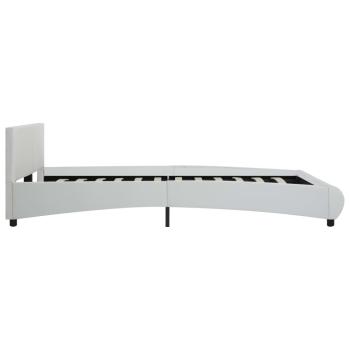 Bettgestell mit LED Weiß Kunstleder 180×200 cm