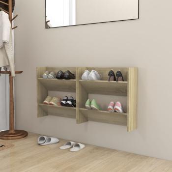 ARDEBO.de - Wand-Schuhschränke 2 Stk. Sonoma-Eiche 60x18x60cm Holzwerkstoff
