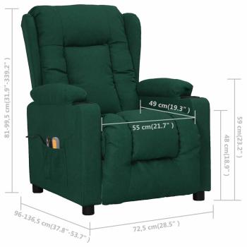 Elektrischer Massagesessel Dunkelgrün Stoff